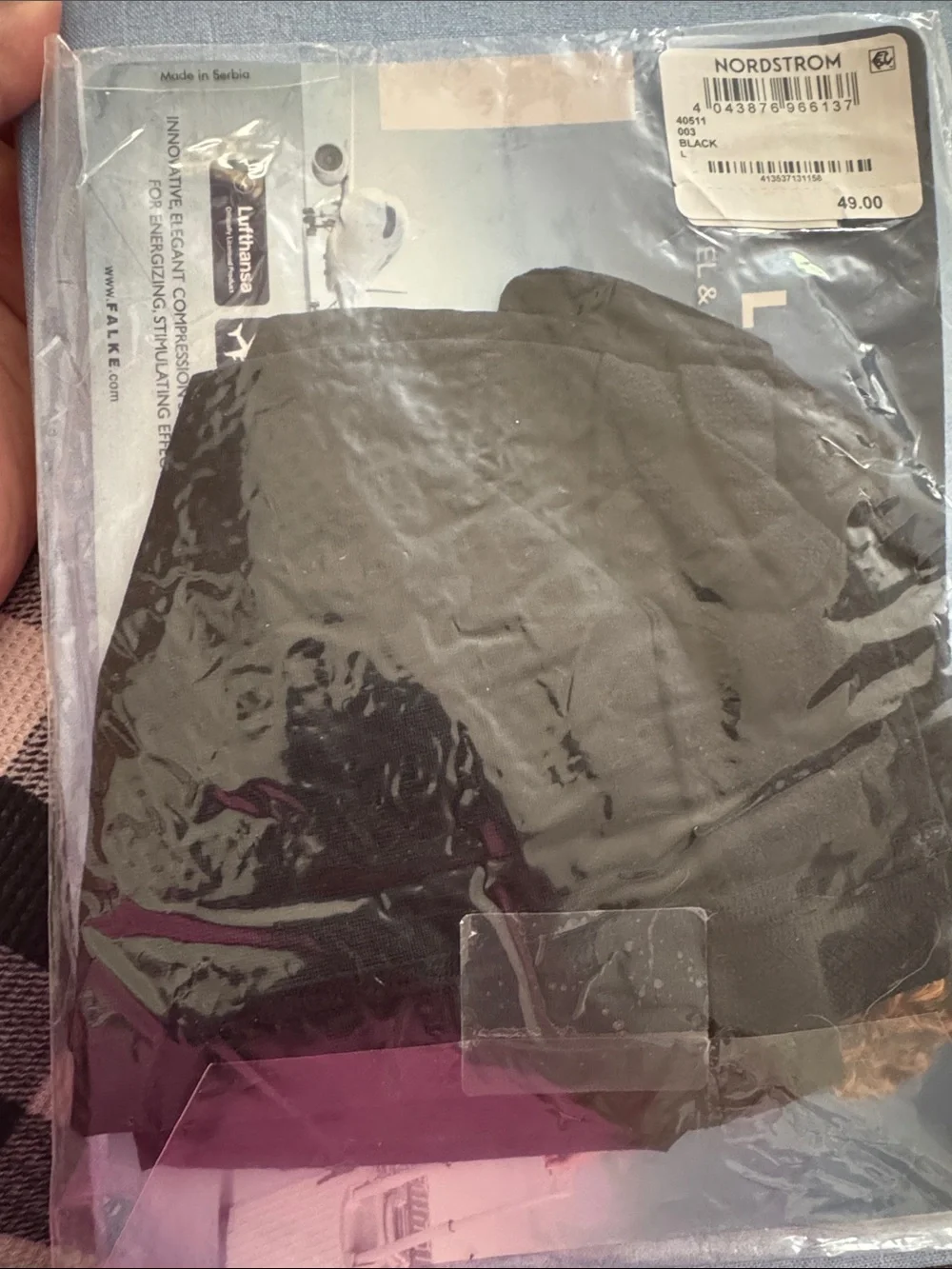 Falke Sheer Black High-Waist Tights with Lace Trim Shaping Top 20 large NWT NEW